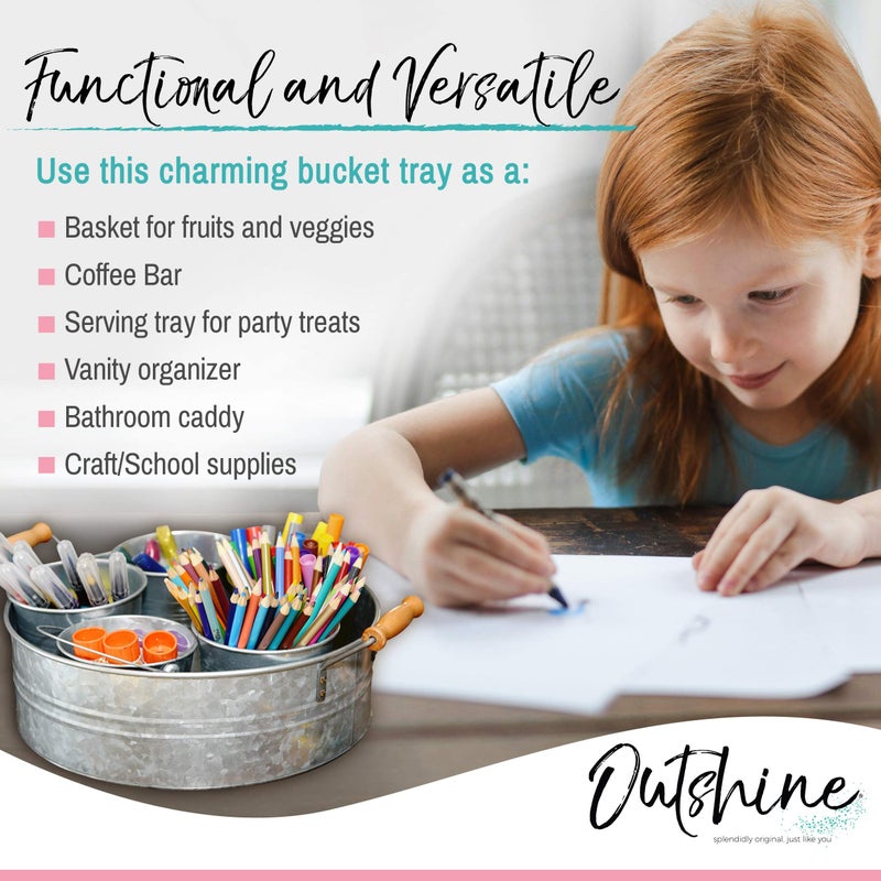 OUTSHINE Galvanized Metal Tray for Storage and Farmhouse Decor | Decorative Tray for Coffee Table, Kitchen, Bathroom, Pantry, Wedding, Christmas, Easter - Image 4
